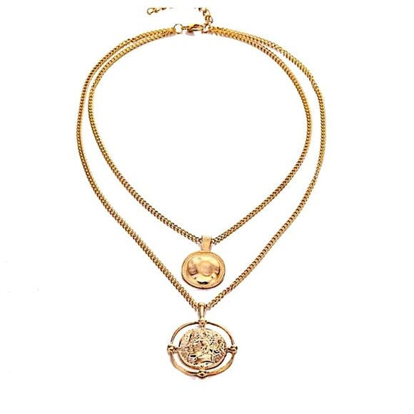 Gold Coin Pendant Necklace, Multilayer, Charm, Boho, Medallion - Picture 6 of 12
